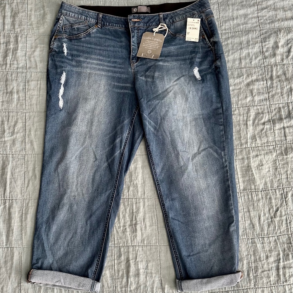 Democracy "Curve Equality" cropped denim jeans, Plus size 22W, NWT